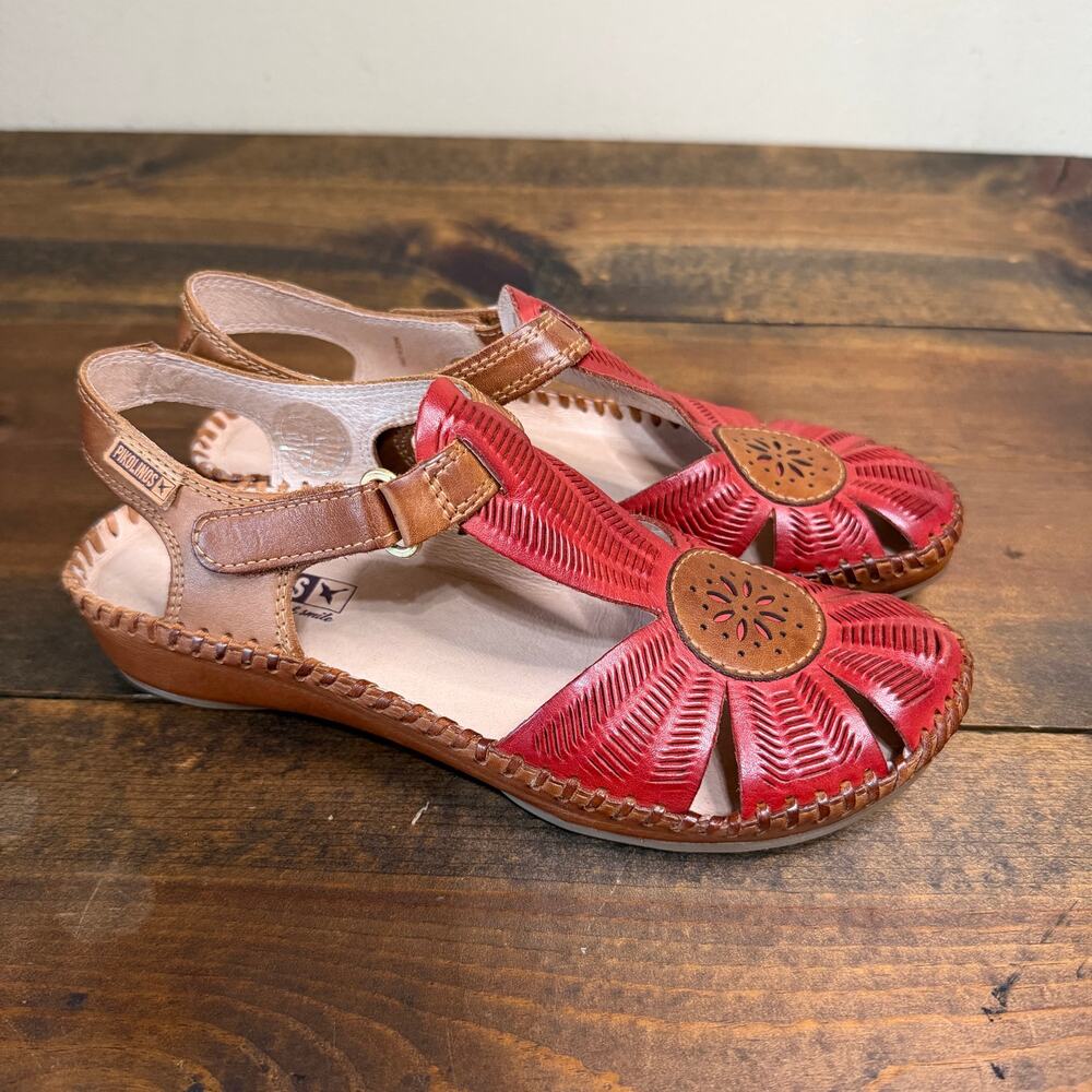 Pikolinos Puerto Vallarta  Red Leather sandals 655 Sandals Women’s US 5.5 EU 36